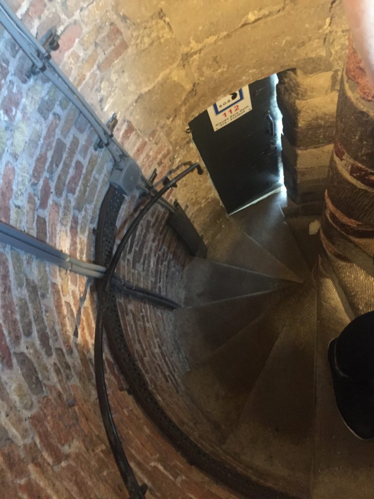 Narrow circular stone stairs